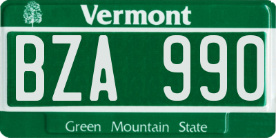 VT license plate BZA990