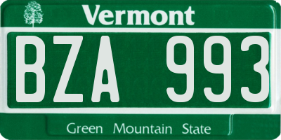 VT license plate BZA993