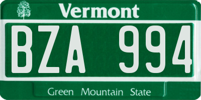 VT license plate BZA994