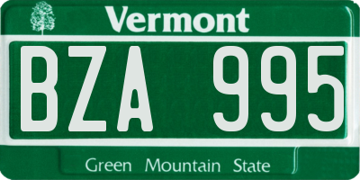 VT license plate BZA995