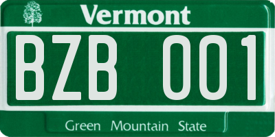 VT license plate BZB001