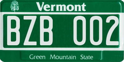 VT license plate BZB002