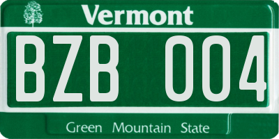 VT license plate BZB004