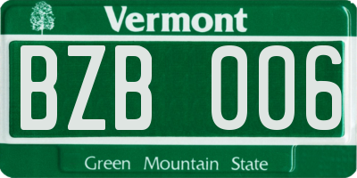 VT license plate BZB006