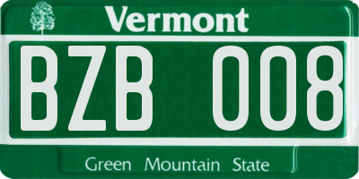 VT license plate BZB008
