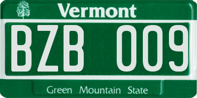 VT license plate BZB009
