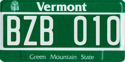 VT license plate BZB010