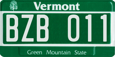 VT license plate BZB011