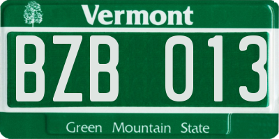 VT license plate BZB013