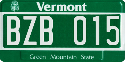 VT license plate BZB015