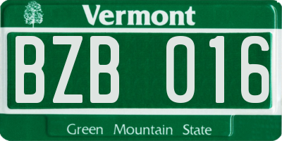 VT license plate BZB016