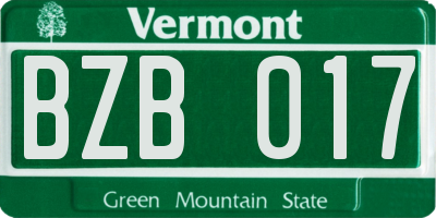 VT license plate BZB017