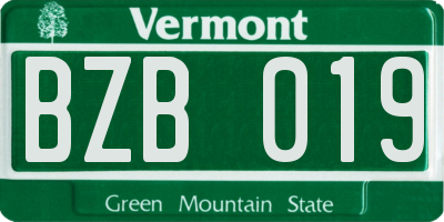 VT license plate BZB019