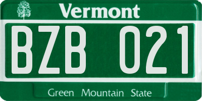 VT license plate BZB021