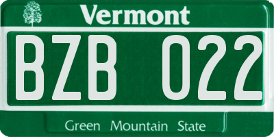 VT license plate BZB022