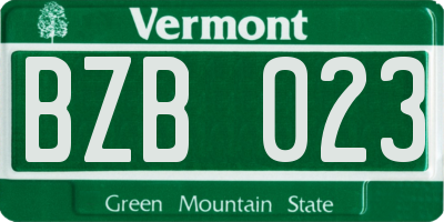 VT license plate BZB023
