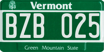 VT license plate BZB025