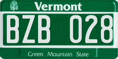 VT license plate BZB028