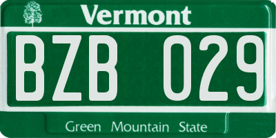 VT license plate BZB029
