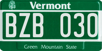VT license plate BZB030