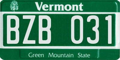 VT license plate BZB031