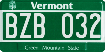 VT license plate BZB032