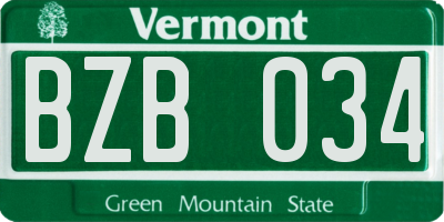 VT license plate BZB034