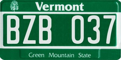 VT license plate BZB037