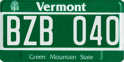 VT license plate BZB040