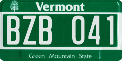 VT license plate BZB041