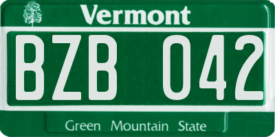 VT license plate BZB042