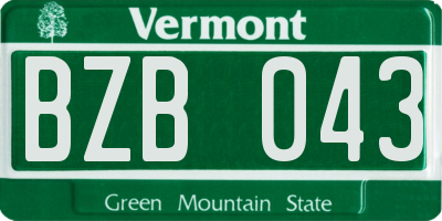 VT license plate BZB043