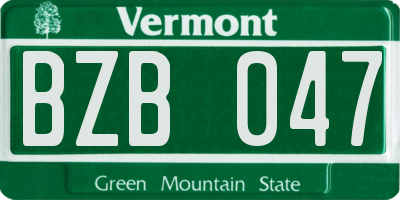 VT license plate BZB047