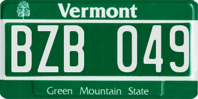 VT license plate BZB049