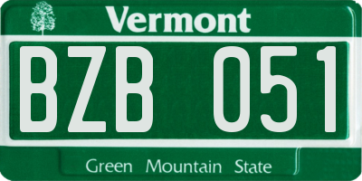 VT license plate BZB051