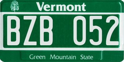 VT license plate BZB052