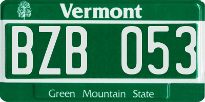 VT license plate BZB053