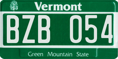 VT license plate BZB054