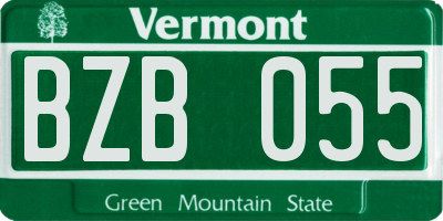 VT license plate BZB055