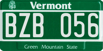 VT license plate BZB056