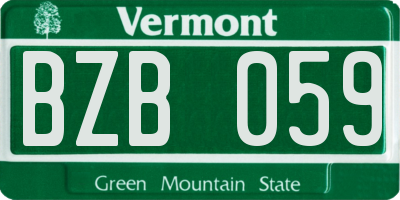 VT license plate BZB059