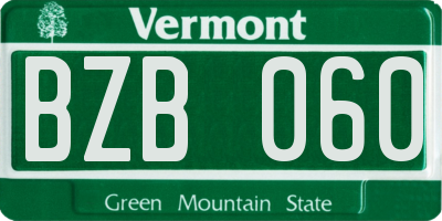 VT license plate BZB060