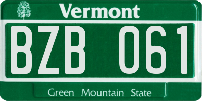 VT license plate BZB061