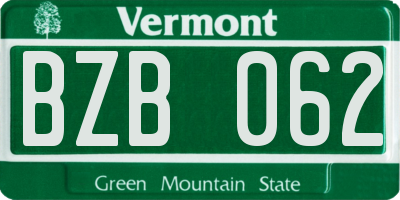 VT license plate BZB062