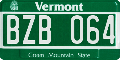 VT license plate BZB064