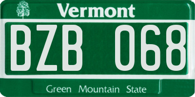 VT license plate BZB068