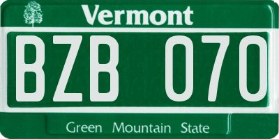 VT license plate BZB070