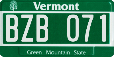 VT license plate BZB071
