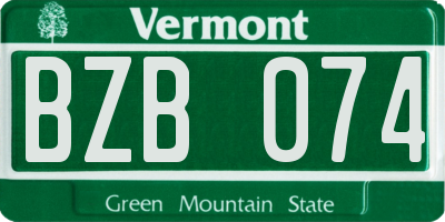 VT license plate BZB074