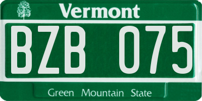 VT license plate BZB075